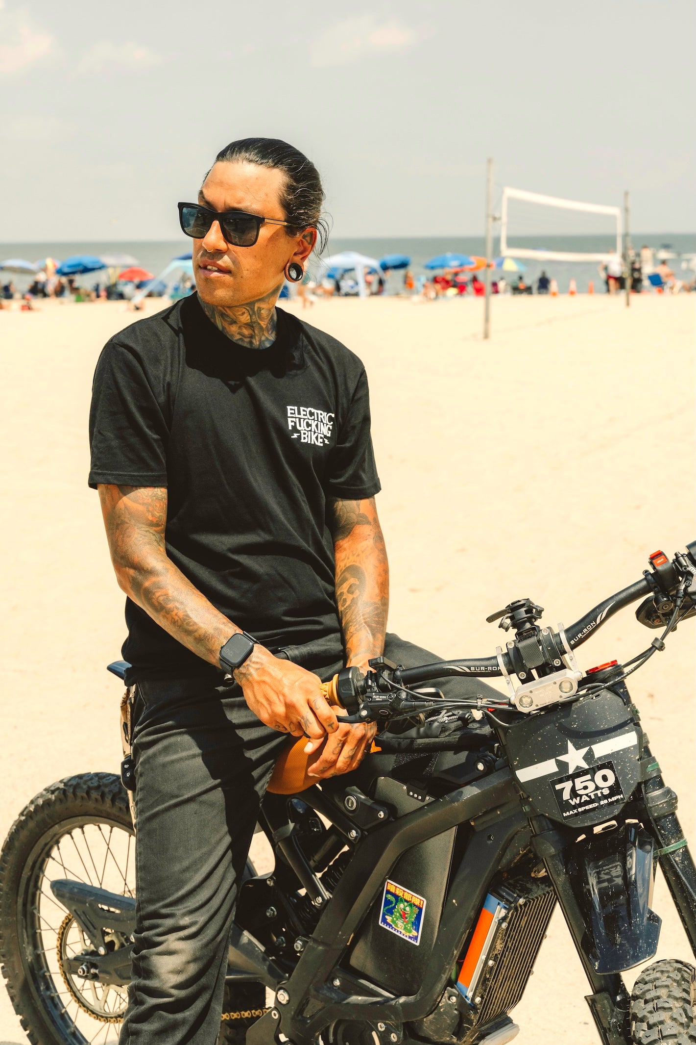 Electric Bike t-shirt worn by rider